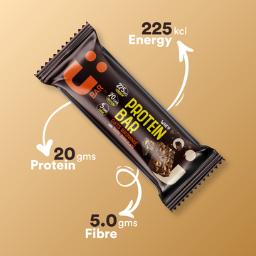 Oats Brownie With Dark Chocolate - Ubar - 20 Grams Protein in each 60 Grams Bar (Pack of 6, 360gm)